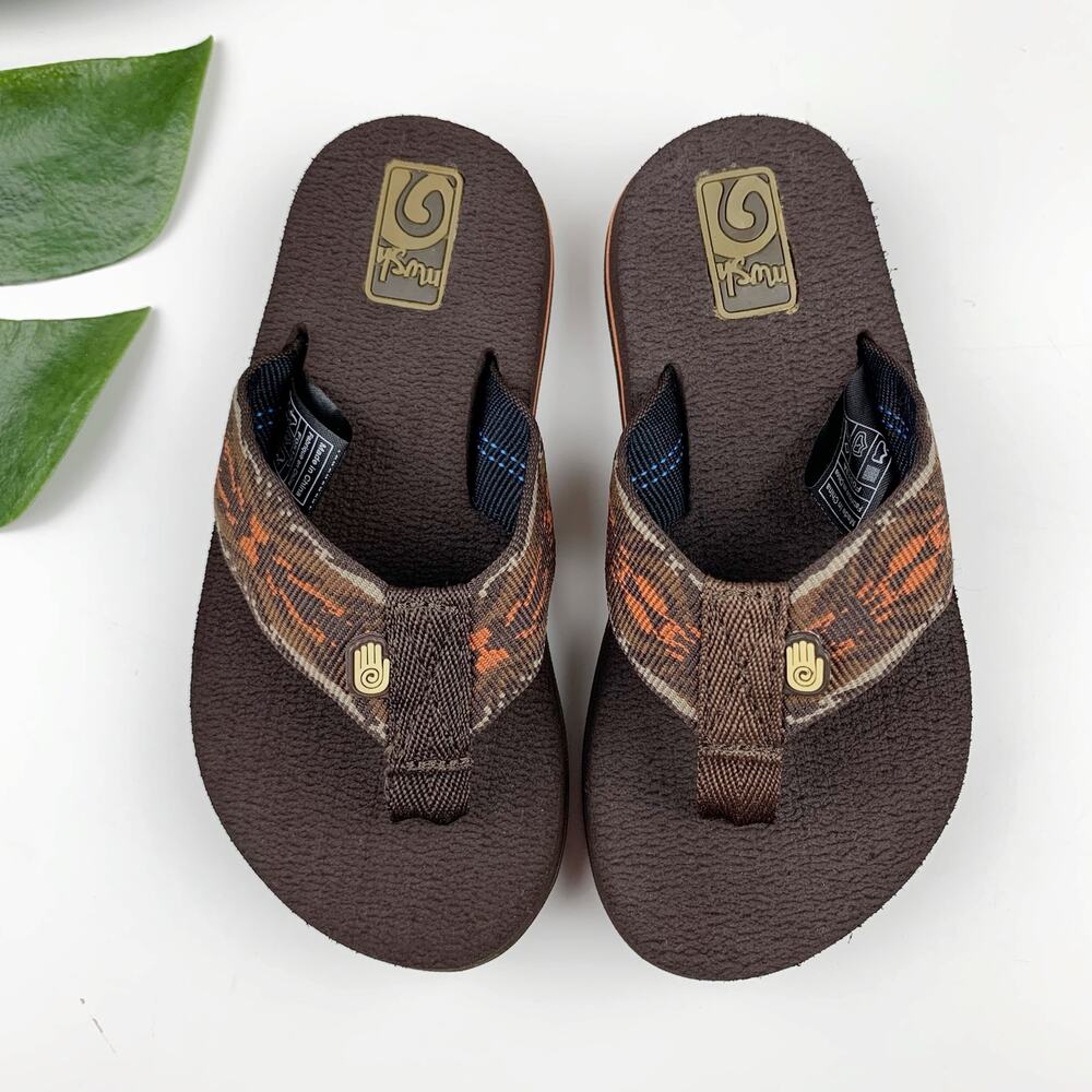 Teva Mush II Sandals Flip Flops Brown Slip On 1003676 Boys Kids Children's 10
